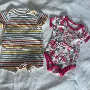 Kids, Old Navy romper‎ 6-12 months and Betsy’s Johnson t-shirt size 12M